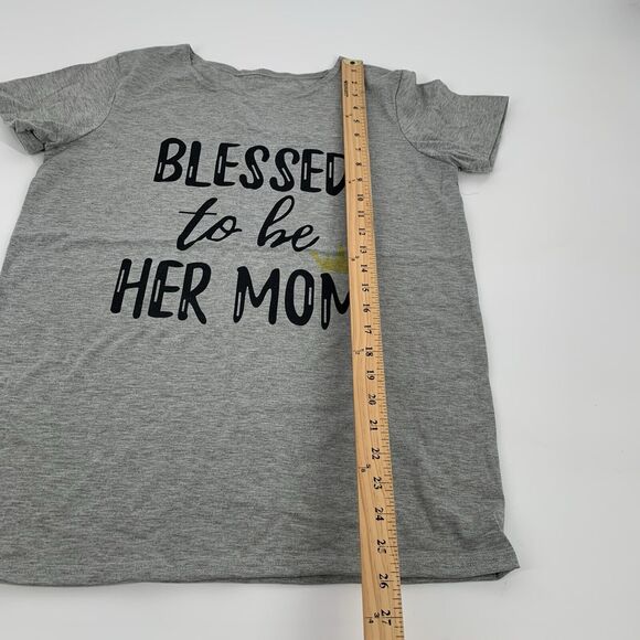New Blessed to Be Her Mom Short Sleeve T-Shirt Size Large Womens Light Gray L - Picture 4 of 4